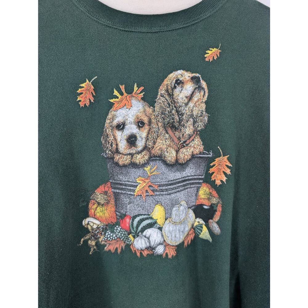 Vintage 90s Dog Gourd Pumpkin Sweatshirt Women's 3X Grandmacore Retro Fall Leaf - Picture 3 of 11